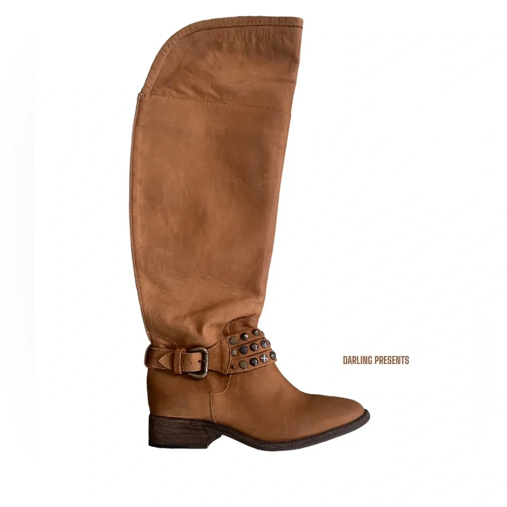 Steven By Steve Madden Smoken Knee High Boots Women Color Cognac 6.5